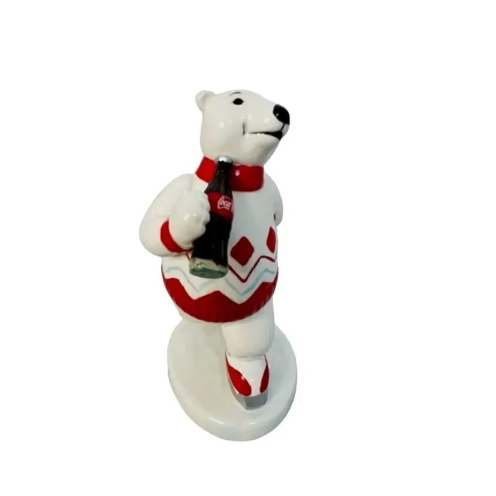 Vintage Coca Cola Always Ice Skating Ceramic Coke Polar Bear Figurine Enesco ‘95